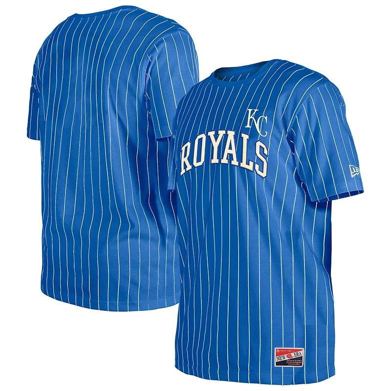 T-shirt à rayures rétro New Era Royal Kansas City Royals pour homme