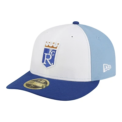 Casquette ajustée New Era 59FIFTY blanche et bleue Kansas City Royals Authentic Collection On-Field Low Profile pour homme