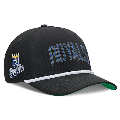 Casquette ajustable Nike Rise noire Kansas City Royals Cooperstown Collection pour homme
