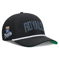 Casquette ajustable Nike Rise noire Kansas City Royals Cooperstown Collection pour homme