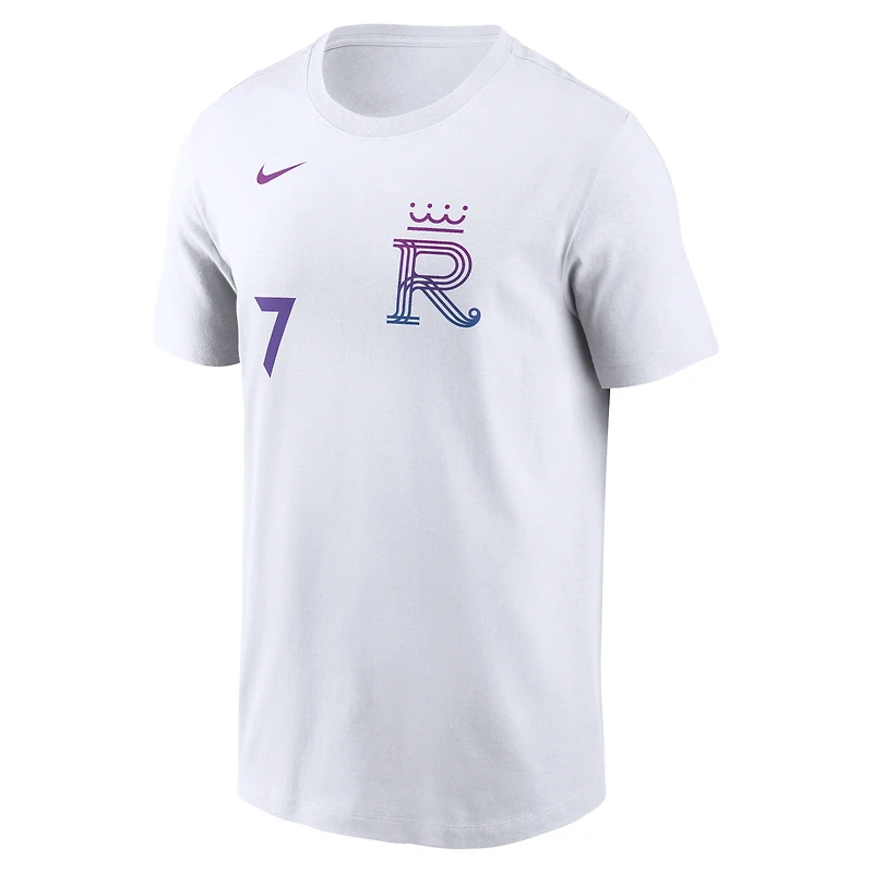 T-shirt Nike pour homme, Bobby Witt Jr., blanc, Kansas City Royals 2026 Connect, nom et numéro.