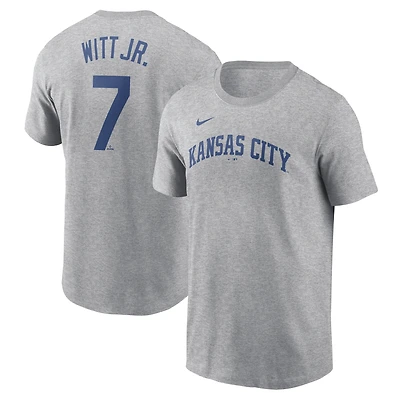 T-shirt Nike Bobby Witt Jr. gris pour homme avec nom et numéro Fuse des Royals de Kansas City
