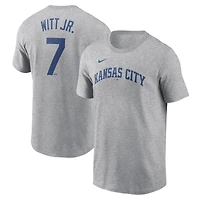 T-shirt Nike Bobby Witt Jr. gris pour homme avec nom et numéro Fuse des Royals de Kansas City