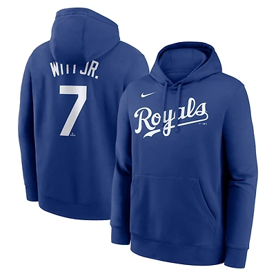 Sweat à capuche Nike Bobby Witt Jr. Royal pour homme, avec nom et numéro de joueur des Royals Kansas City