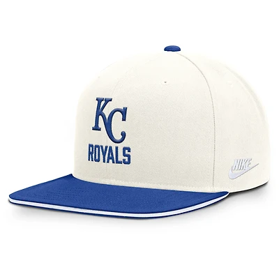 Casquette snapback Nike crème/bleu roi Kansas City Royals Cooperstown Pro Dri-FIT pour homme