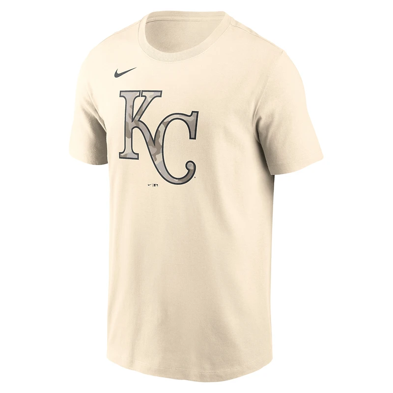 Men's Nike Cream Kansas City Royals Camo Logo T-Shirt
