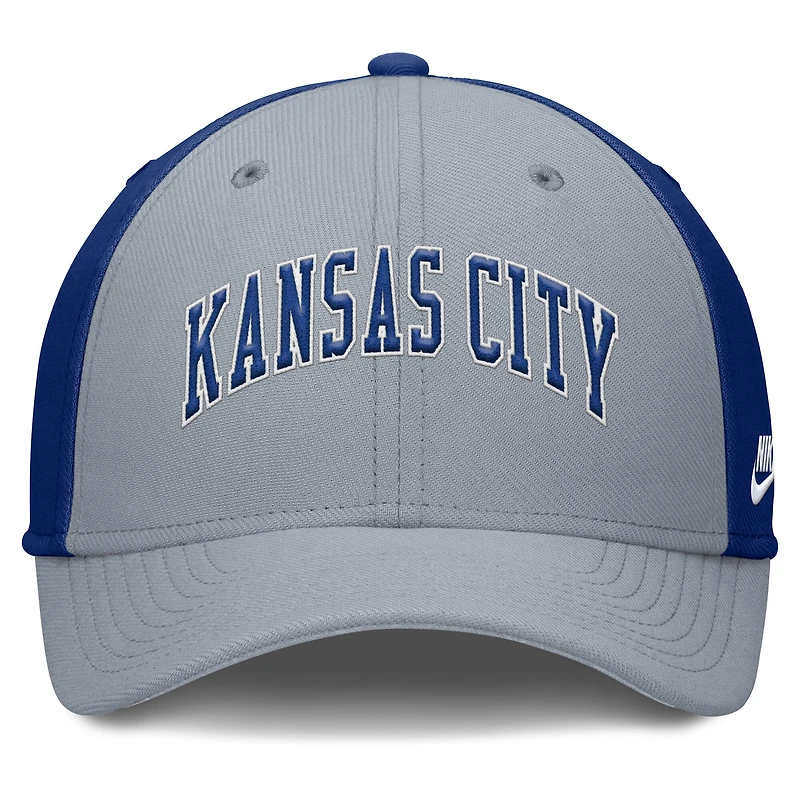 Men's Nike Gray/Royal Kansas City Royals Rise Swoosh Performance Flex Hat