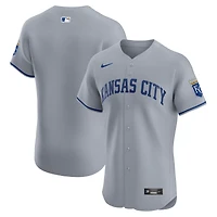 Men's Nike  Gray Kansas City Royals Road Vapor Premier Elite Patch Jersey