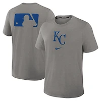 T-shirt Nike pour homme, couleur gris anthracite chiné, Kansas City Royals, collection Authentic Early Work, mélange de trois tissus et technologie Dri-FIT