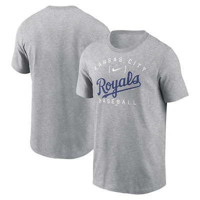 Men's Nike Heather Gray Kansas City Royals Home Team Athletic Arch T-Shirt
