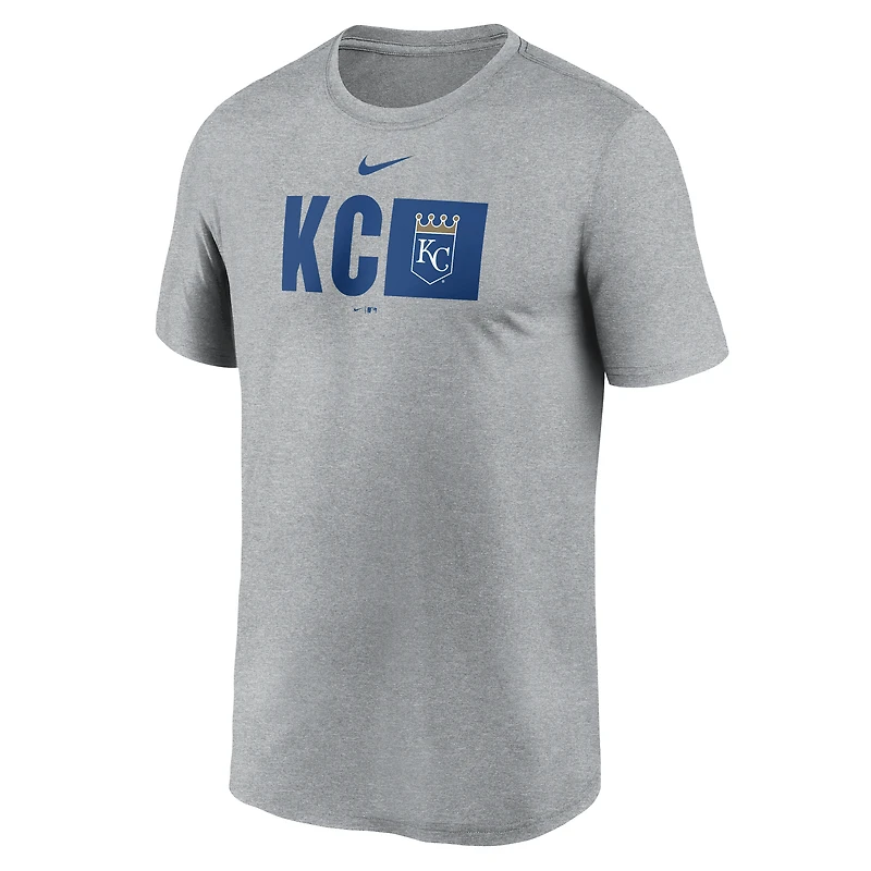 T-shirt Nike Tricode Legend Performance gris chiné pour homme des Royals de Kansas City