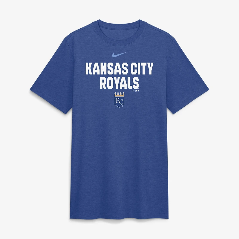 Men's Nike Heather Royal Kansas City Royals Stacked Tri-Blend T-Shirt