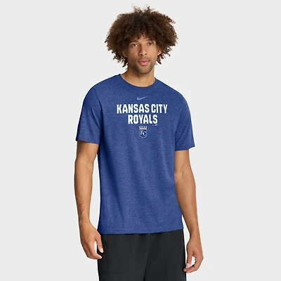 T-shirt Nike Heather Royal pour homme, Kansas City Royals, modèle Stacked Tri-Blend