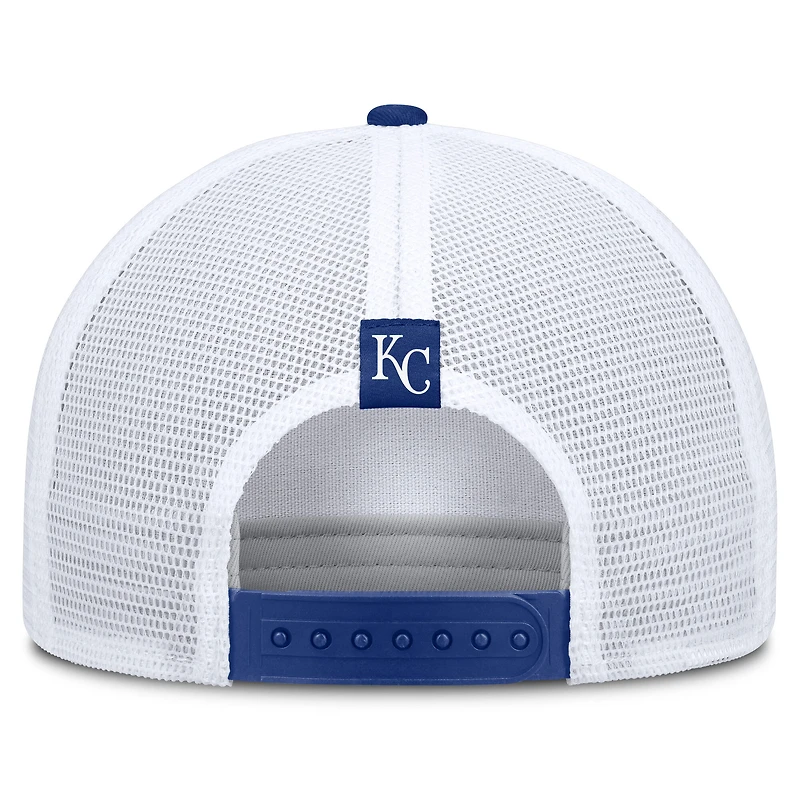 Casquette trucker ajustable Nike Kansas City Royals Rise A-Frame kaki/bleu royal pour homme