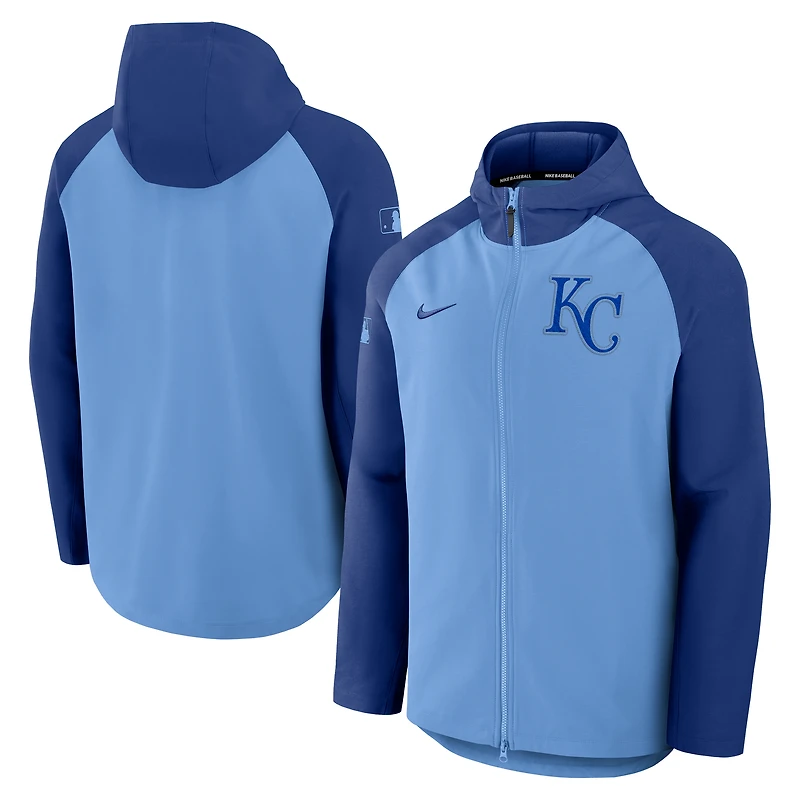 Men's Nike Light Blue/Royal Kansas City Royals Authentic Collection Raglan Performance Full-Zip Jacket
