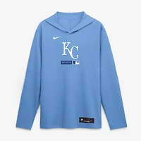 T-shirt à capuche manches longues Nike bleu clair Kansas City Royals Authentic Collection Dri-FIT pour homme