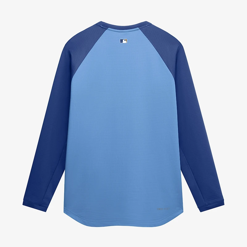 Sweat-shirt raglan Nike Dri-FIT Authentic Collection Kansas City Royals bleu clair pour homme