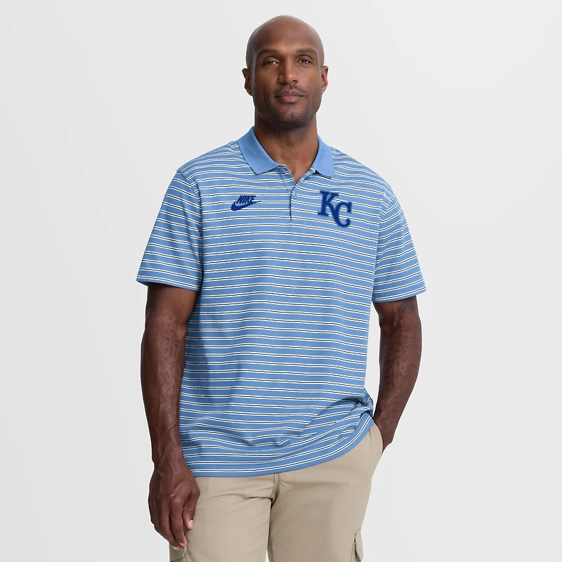 Men's Nike Light Blue Kansas City Royals Cooperstown Collection Dri-FIT Victory Striped Polo