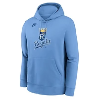Sweat à capuche Nike bleu clair pour homme, Kansas City Royals, collection Cooperstown, logo Club