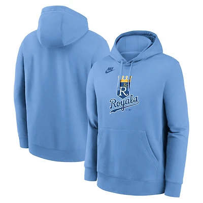 Sweat à capuche Nike bleu clair pour homme, Kansas City Royals, collection Cooperstown, logo Club
