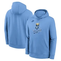 Sweat à capuche Nike bleu clair pour homme, Kansas City Royals, collection Cooperstown, logo Club