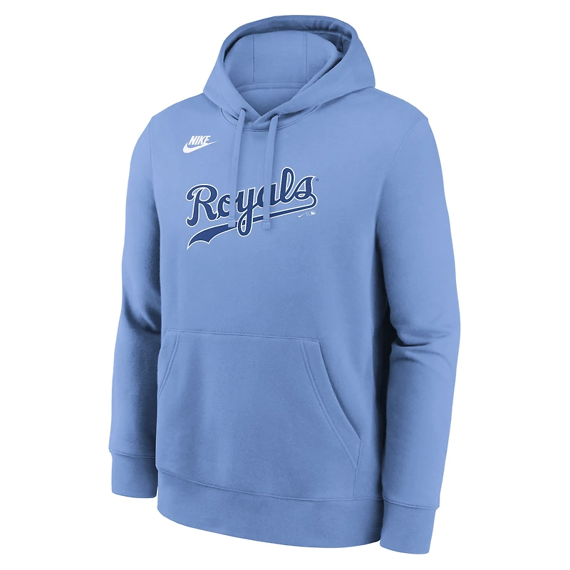 Men's Nike Light Blue Kansas City Royals Cooperstown Collection Wordmark Club Hoodie