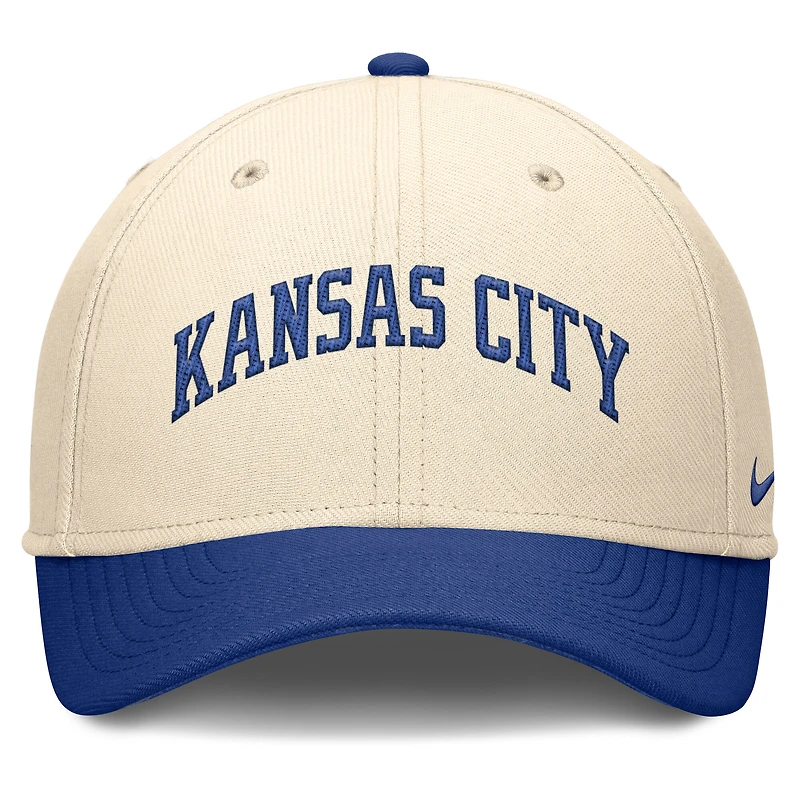 Men's Nike Natural/Royal Kansas City Royals Statement Rise Performance Flex Hat