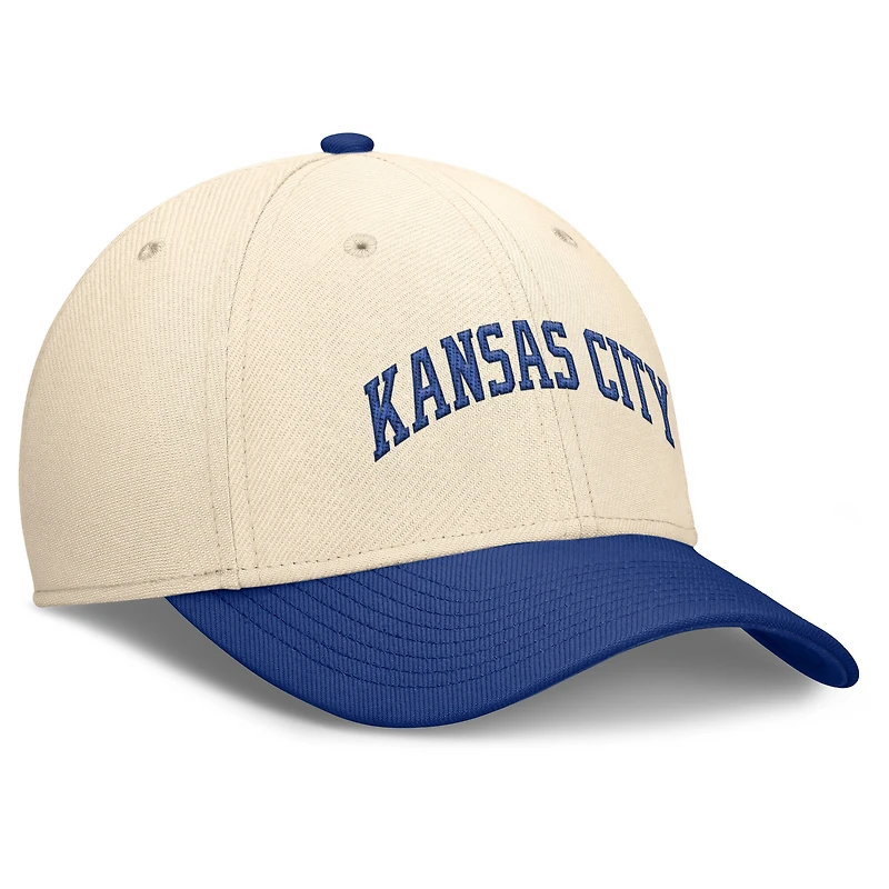 Men's Nike Natural/Royal Kansas City Royals Statement Rise Performance Flex Hat