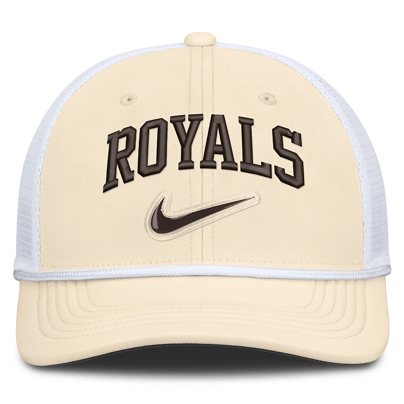 Men's Nike Natural/White Kansas City Royals Rise Dri-FIT Trucker Adjustable Hat​