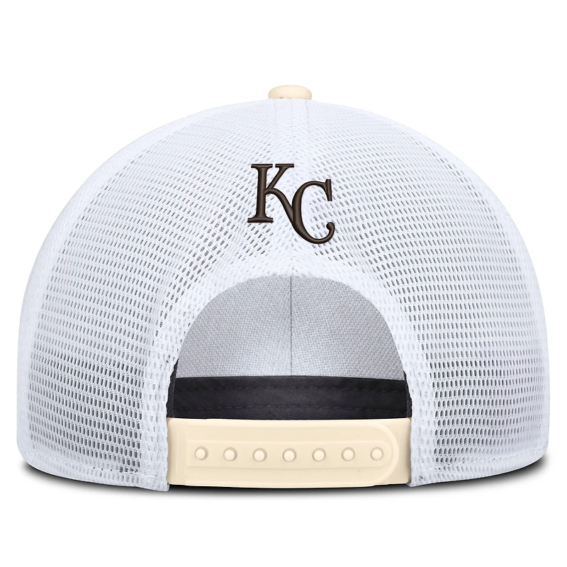 Casquette trucker ajustable Nike Kansas City Royals Rise Dri-FIT naturelle/blanche pour homme