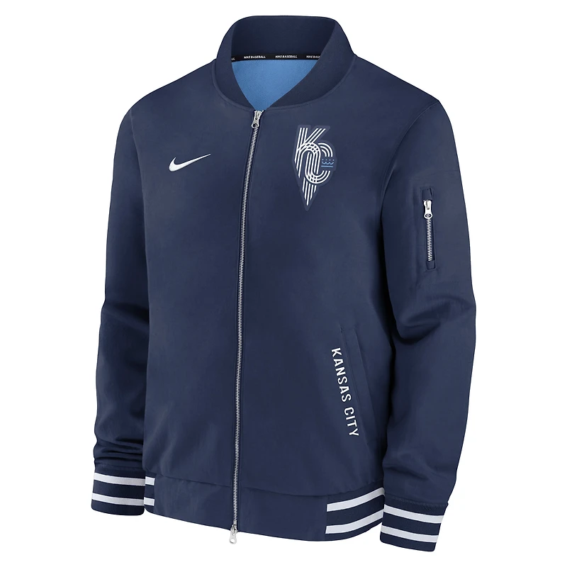 Men's Nike  Navy Kansas City Royals Authentic Collection Connect Full-Zip Bomber Jacket