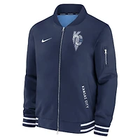 Men's Nike  Navy Kansas City Royals Authentic Collection Connect Full-Zip Bomber Jacket