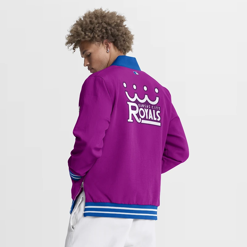 Veste bomber zippée décontractée Nike Kansas City Royals 2026 Connect Authentic Collection violette pour homme