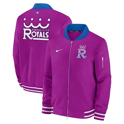 Men's Nike Purple Kansas City Royals 2026 Connect Authentic Collection Relaxed Full-Zip Bomber Jacket