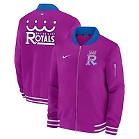 Men's Nike Purple Kansas City Royals 2026 Connect Authentic Collection Relaxed Full-Zip Bomber Jacket