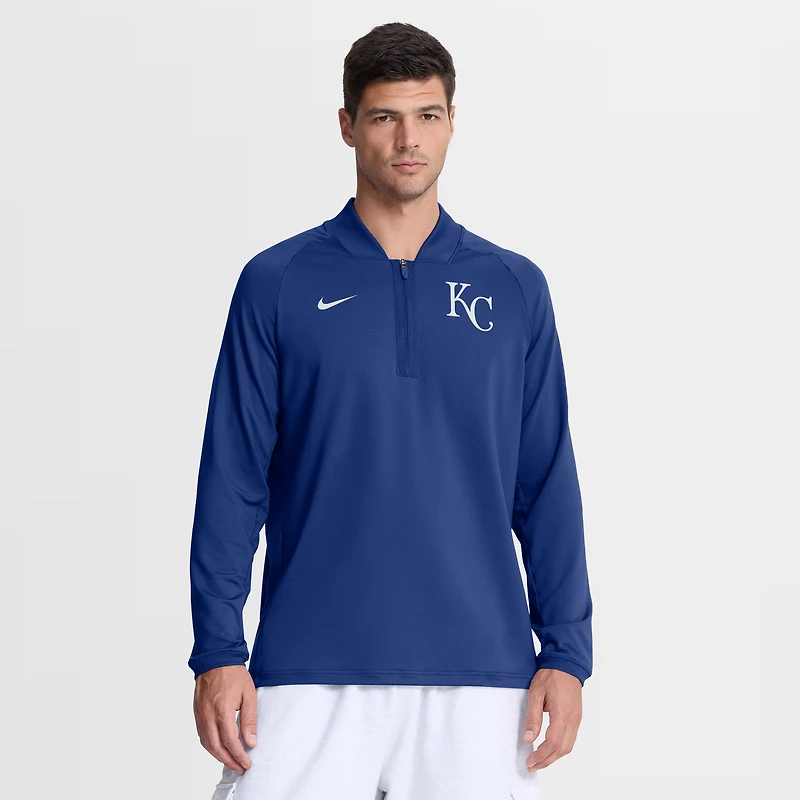 Pull-over Nike Royals Kansas City Authentic Collection Dri-FIT à demi-zip pour homme