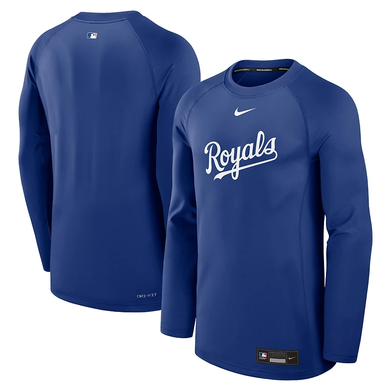 Men's Nike Royal Kansas City Royals Authentic Collection Game Time Raglan Dri-FIT Long Sleeve T-Shirt