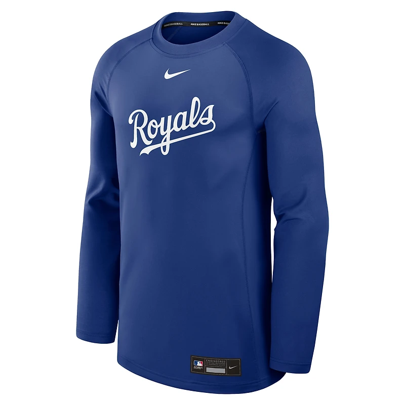 T-shirt à manches longues Nike Royal Kansas City Royals Authentic Collection Game Time Raglan Dri-FIT pour homme