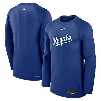 T-shirt à manches longues Nike Royal Kansas City Royals Authentic Collection Game Time Raglan Dri-FIT pour homme