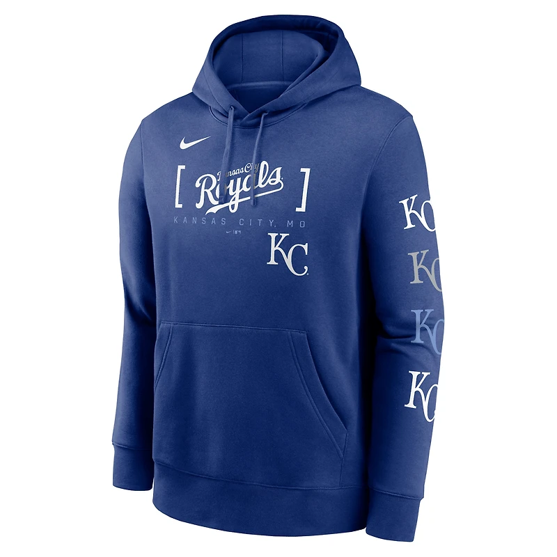 Men's Nike Royal Kansas City Royals Club Stack Pullover Hoodie