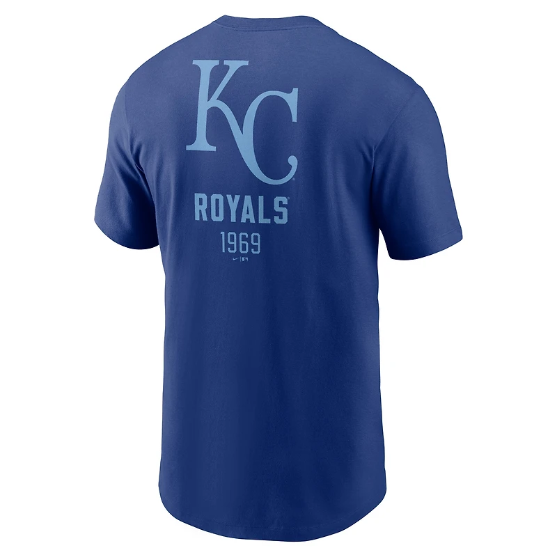 T-shirt Nike Royal Kansas City Royals avec grand logo dans le dos pour homme