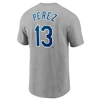 T-shirt avec nom et numéro Nike Salvador Perez pour hommes, gris, Kansas City Royals