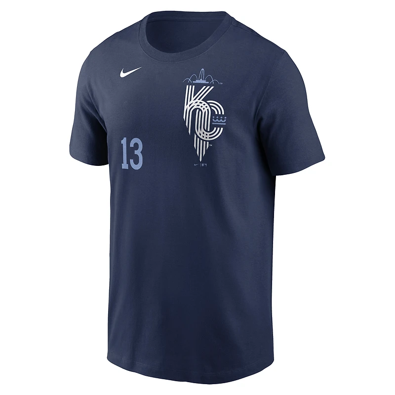 T-shirt Nike pour homme Salvador Perez Navy Kansas City Royals 2024 Connect Fuse avec nom et numéro
