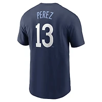 T-shirt Nike pour homme Salvador Perez Navy Kansas City Royals 2024 Connect Fuse avec nom et numéro