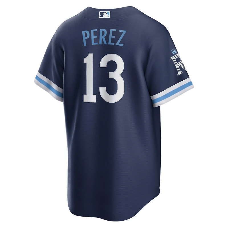 Men's Nike Salvador Perez Navy Kansas City Royals Connect Replica Player Jersey
