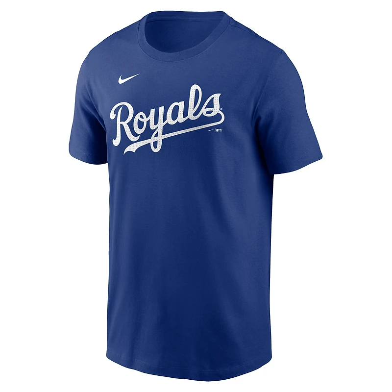 T-shirt Nike pour homme Salvador Perez Royal Kansas City Royals Fuse avec nom et numéro