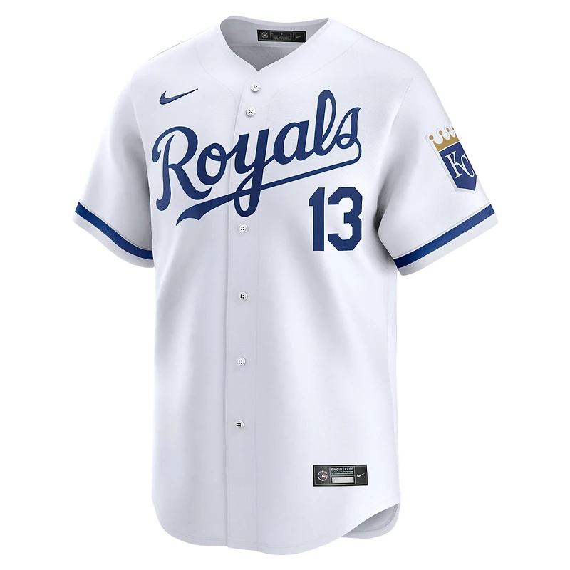 maillot de joueur Nike Salvador Perez pour hommes, blanc, Kansas City Royals, domicile limité,