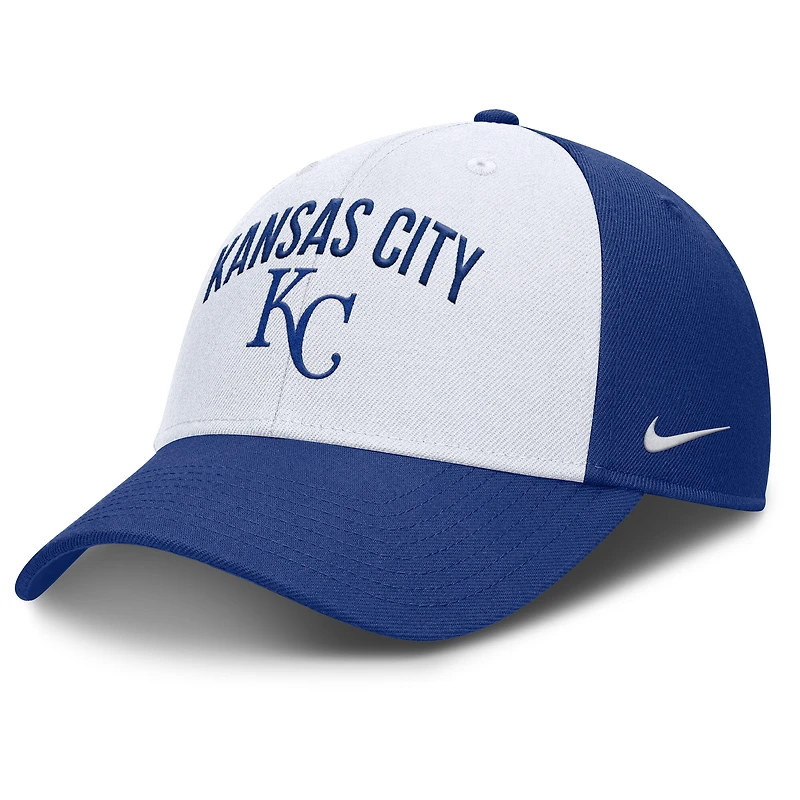 Casquette ajustable Nike Kansas City Royals Club Performance pour homme, blanc/bleu royal
