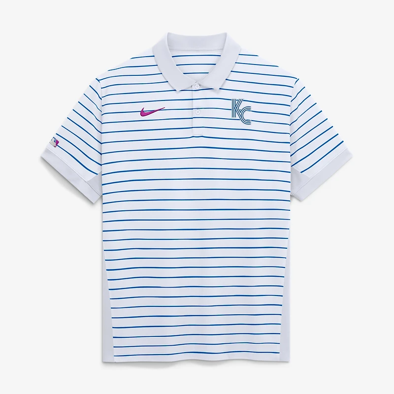 Polo rayé Dri-FIT Nike blanc Kansas City Royals 2026 Connect Authentic Collection pour homme