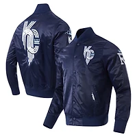 Veste en satin à boutons-pression City Connect Pro Standard bleu marine pour homme des Royals de Kansas